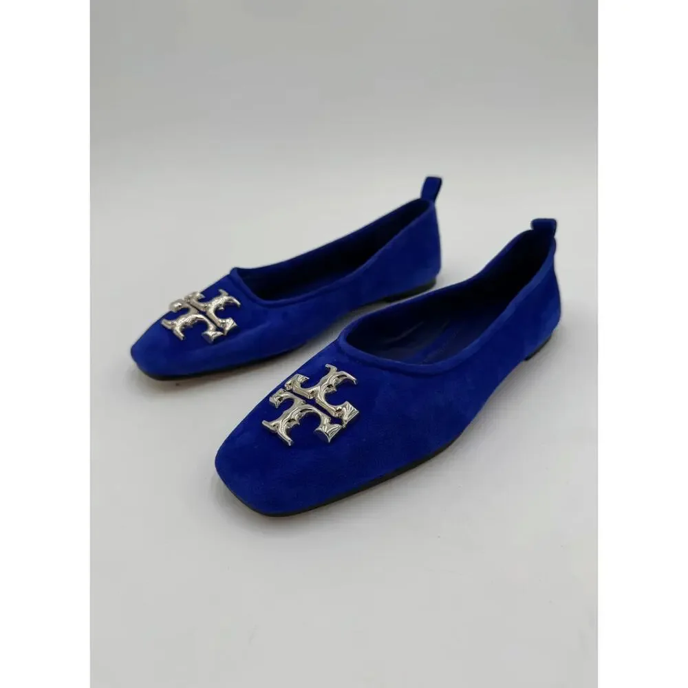 Tory Burch Eleanor Ballet Flat in Cobalt Suede size 6.5